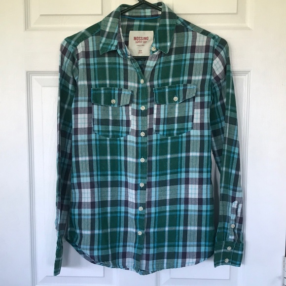 Mossimo Supply Co. Tops - 🎉Mission plaid flannel shirt XS blue green